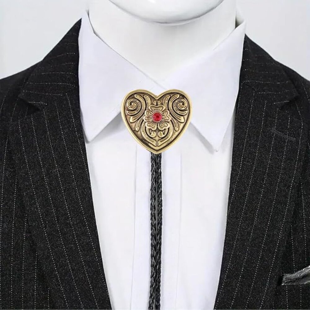 Gold Heart Bolo Tie